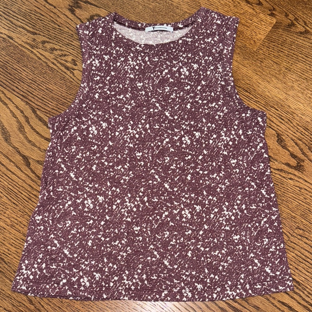 EUC Alexander Wang Sleeveless Maroon and White Patterned Top